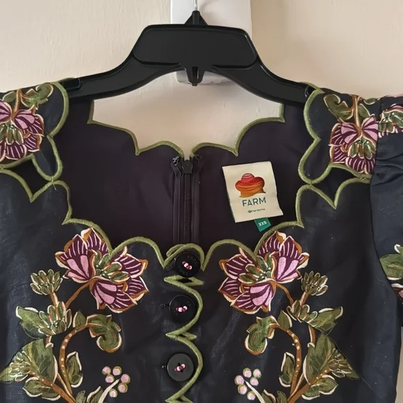 FARM RIO Black Ravenala Short Sleeve Maxi Dress, Size XX-Small, $320 - Picture 8 of 10